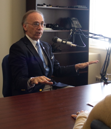 photo of professor greg willard in the podcast studio photo of professor greg willard in the podcast studio