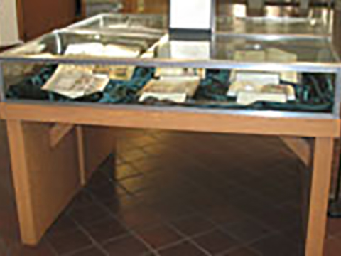 Exhibit Case - Wooden Slab Table Exhibit Case - Wooden Slab Table