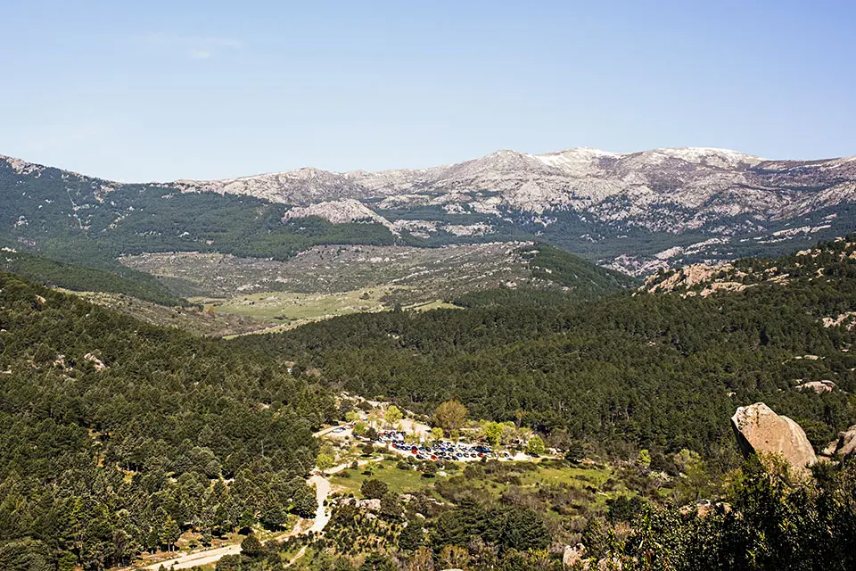 A landscape with trees and mountains