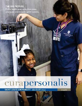 2017 Cura Cover The 2017 cover of cura personlis showing a nurse measuring a child's height