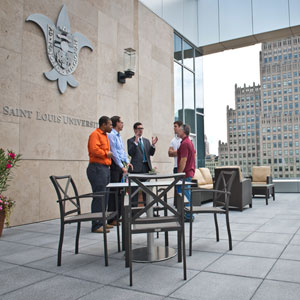 A view of downtown St. Louis from Scott Hall.